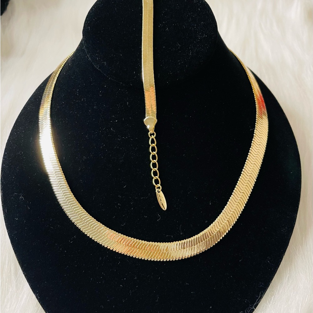 Elegant Gold Filled Hereingbone Necklace & Bracelet